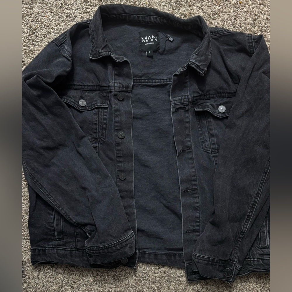 Boohoo Mens Black Denim Jacket